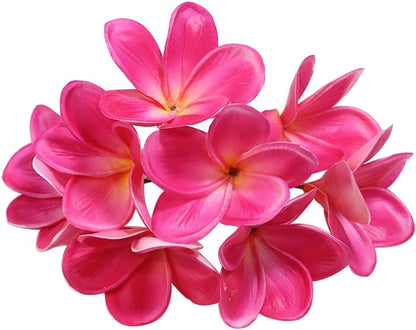 Bunch of 10 PU Real Touch Lifelike Artificial Plumeria Frangipani Flower Bouquets Fake Wedding Cake Home Party Decoration (White)