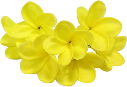 Bunch of 10 PU Real Touch Lifelike Artificial Plumeria Frangipani Flower Bouquets Fake Wedding Cake Home Party Decoration (White)