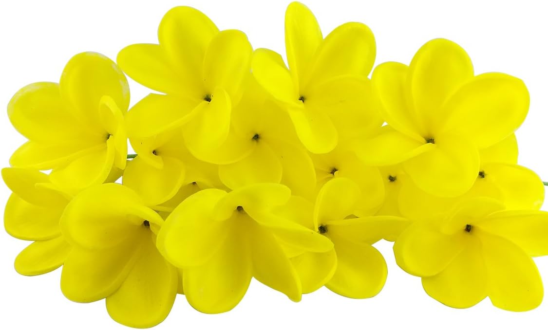 Bunch of 10 PU Real Touch Lifelike Artificial Plumeria Frangipani Flower Bouquets Fake Wedding Cake Home Party Decoration (White)