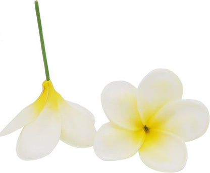 Bunch of 10 PU Real Touch Lifelike Artificial Plumeria Frangipani Flower Bouquets Fake Wedding Cake Home Party Decoration (White)