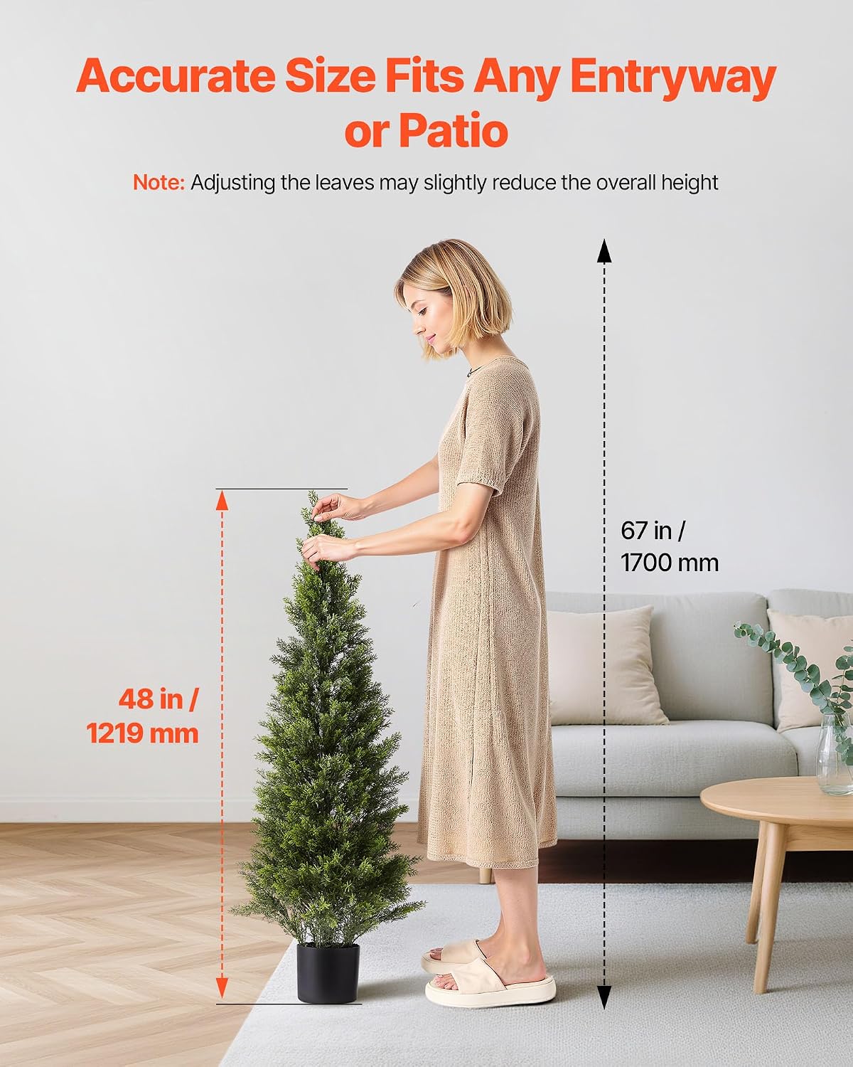 Artificial Cedar Topiary Trees, 48 inch 2 Set Faux Pine Shrubs Plants, Fake Silk Tree Look Real, Easy Assembly for Decor Front Porch Outdoor Patio Garden Balcony Backyard Indoor Office