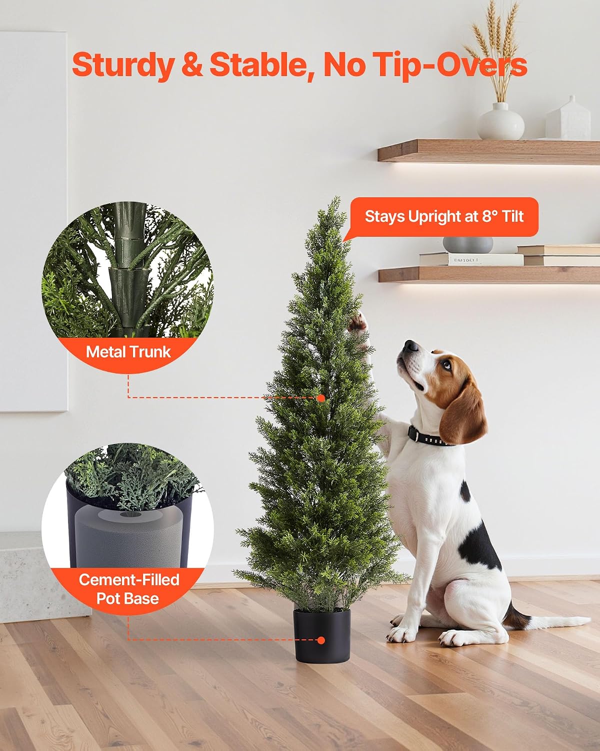 Artificial Cedar Topiary Trees, 48 inch 2 Set Faux Pine Shrubs Plants, Fake Silk Tree Look Real, Easy Assembly for Decor Front Porch Outdoor Patio Garden Balcony Backyard Indoor Office