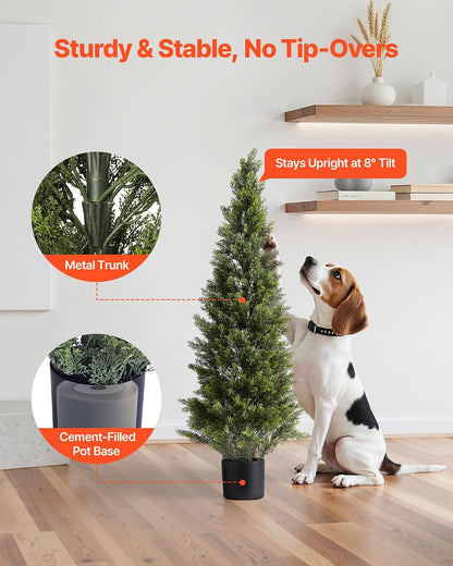 Artificial Cedar Topiary Trees, 48 inch 2 Set Faux Pine Shrubs Plants, Fake Silk Tree Look Real, Easy Assembly for Decor Front Porch Outdoor Patio Garden Balcony Backyard Indoor Office