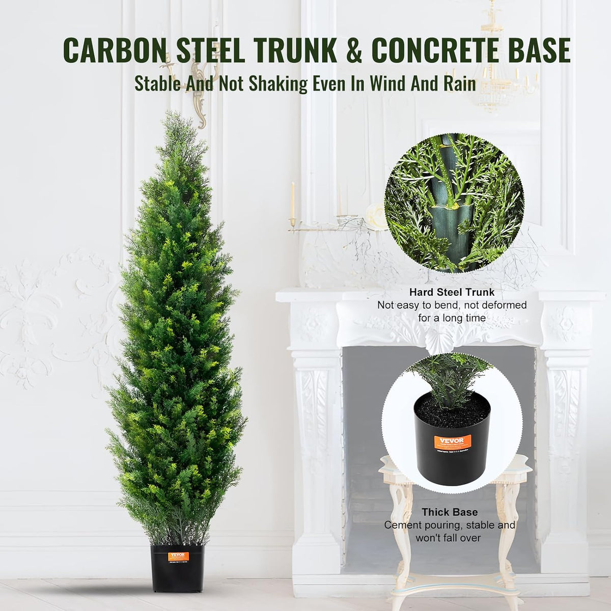 Artificial Cedar Topiary Trees, 48 inch 2 Set Faux Pine Shrubs Plants, Fake Silk Tree Look Real, Easy Assembly for Decor Front Porch Outdoor Patio Garden Balcony Backyard Indoor Office