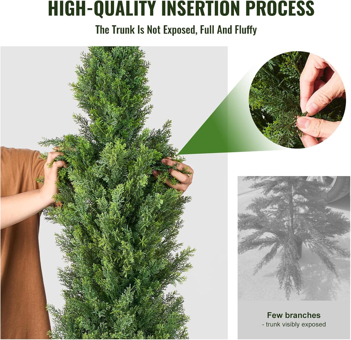 Artificial Cedar Topiary Trees, 48 inch 2 Set Faux Pine Shrubs Plants, Fake Silk Tree Look Real, Easy Assembly for Decor Front Porch Outdoor Patio Garden Balcony Backyard Indoor Office