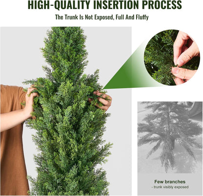 Artificial Cedar Topiary Trees, 48 inch 2 Set Faux Pine Shrubs Plants, Fake Silk Tree Look Real, Easy Assembly for Decor Front Porch Outdoor Patio Garden Balcony Backyard Indoor Office