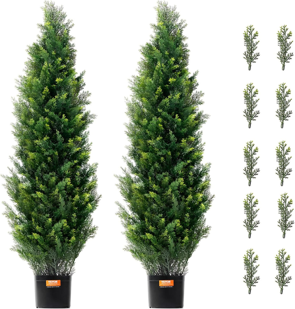 Artificial Cedar Topiary Trees, 48 inch 2 Set Faux Pine Shrubs Plants, Fake Silk Tree Look Real, Easy Assembly for Decor Front Porch Outdoor Patio Garden Balcony Backyard Indoor Office