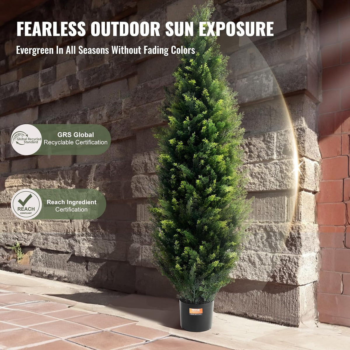 Artificial Cedar Topiary Trees, 48 inch 2 Set Faux Pine Shrubs Plants, Fake Silk Tree Look Real, Easy Assembly for Decor Front Porch Outdoor Patio Garden Balcony Backyard Indoor Office