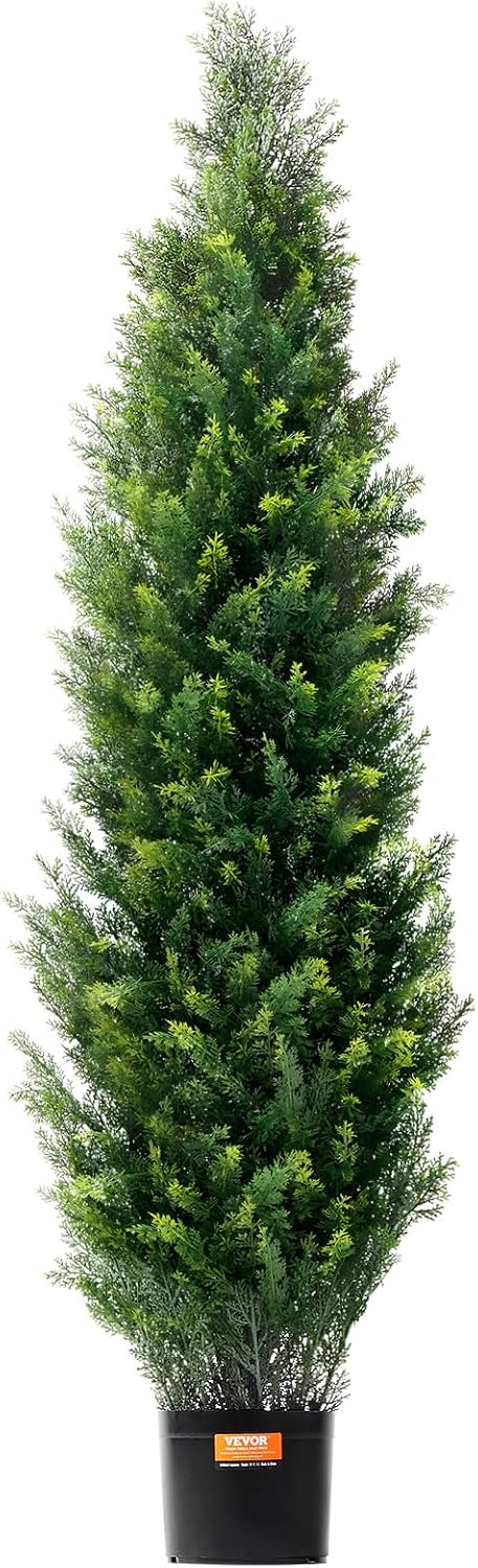 Artificial Cedar Topiary Trees, 48 inch 2 Set Faux Pine Shrubs Plants, Fake Silk Tree Look Real, Easy Assembly for Decor Front Porch Outdoor Patio Garden Balcony Backyard Indoor Office