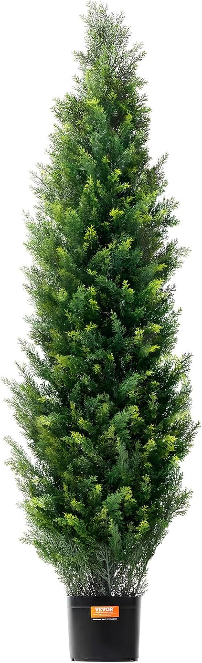 Artificial Cedar Topiary Trees, 48 inch 2 Set Faux Pine Shrubs Plants, Fake Silk Tree Look Real, Easy Assembly for Decor Front Porch Outdoor Patio Garden Balcony Backyard Indoor Office
