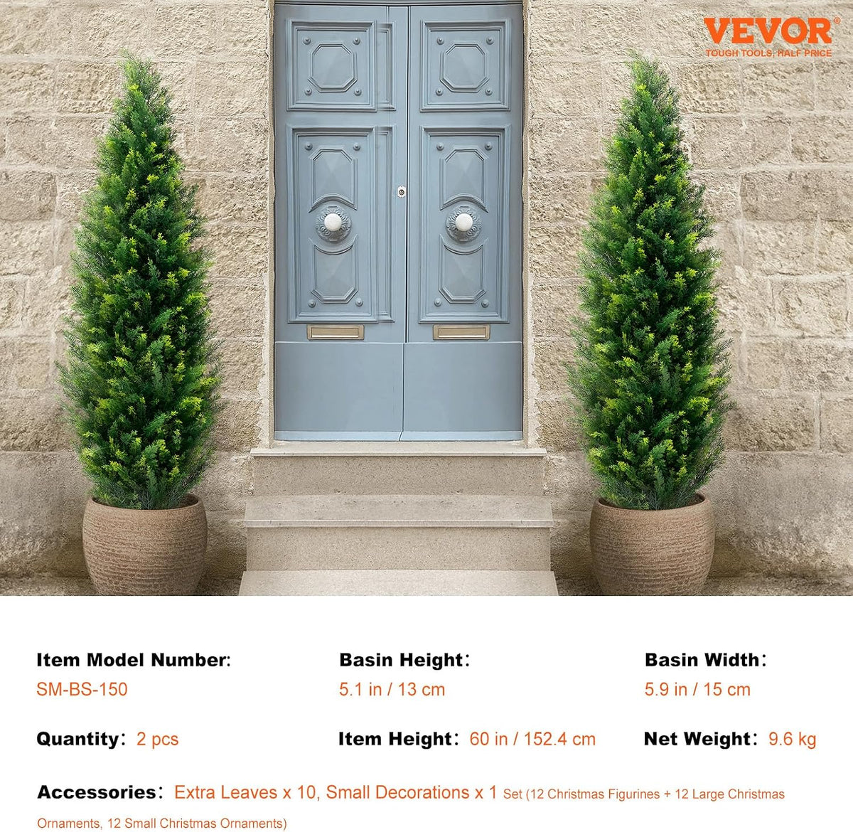 Artificial Cedar Topiary Trees, 48 inch 2 Set Faux Pine Shrubs Plants, Fake Silk Tree Look Real, Easy Assembly for Decor Front Porch Outdoor Patio Garden Balcony Backyard Indoor Office
