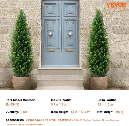 Artificial Cedar Topiary Trees, 48 inch 2 Set Faux Pine Shrubs Plants, Fake Silk Tree Look Real, Easy Assembly for Decor Front Porch Outdoor Patio Garden Balcony Backyard Indoor Office