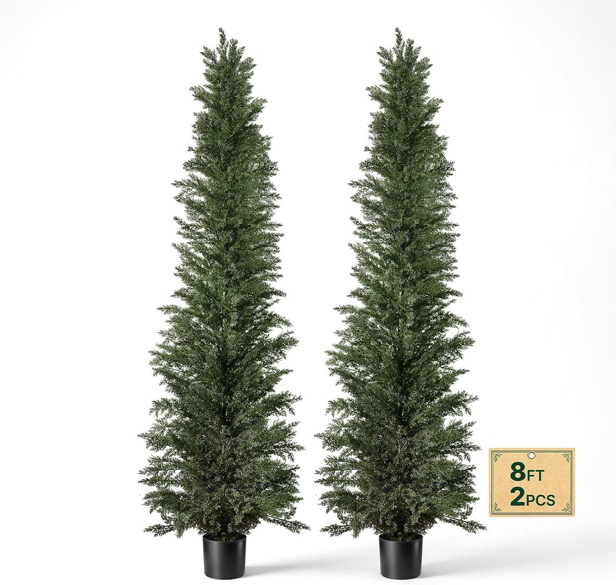 Artificial Cedar Topiary Trees, 48 inch 2 Set Faux Pine Shrubs Plants, Fake Silk Tree Look Real, Easy Assembly for Decor Front Porch Outdoor Patio Garden Balcony Backyard Indoor Office
