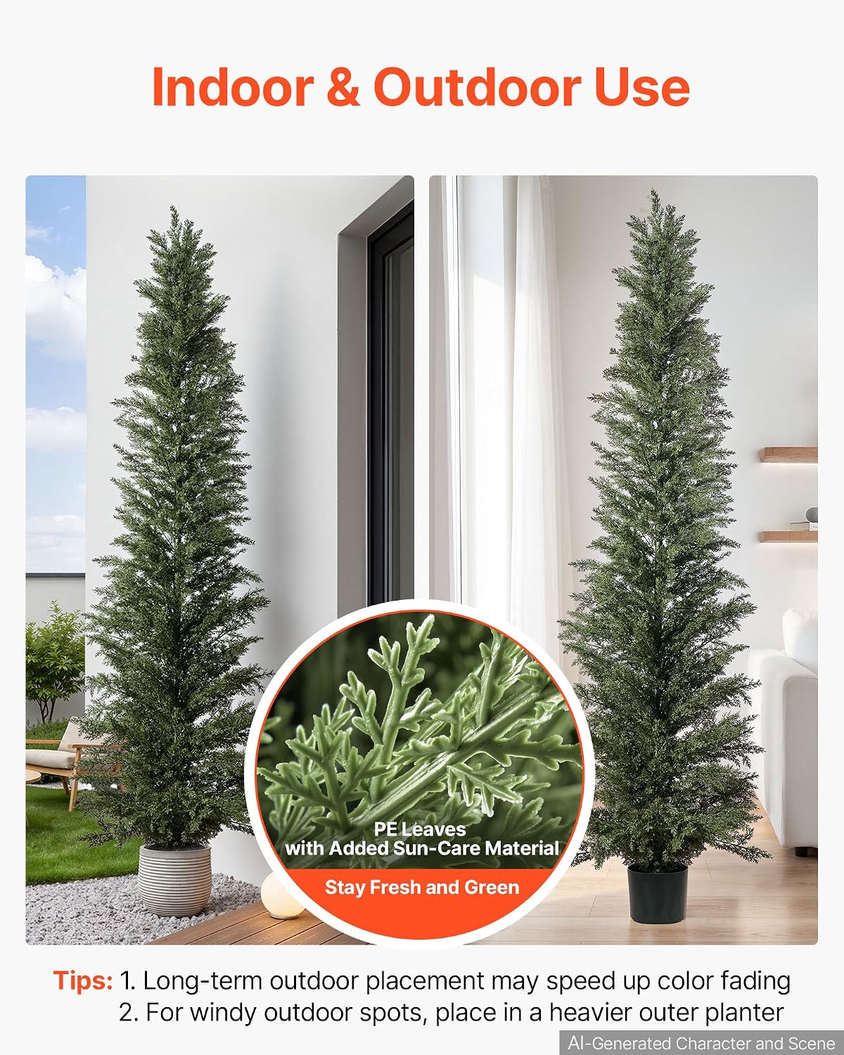 Artificial Cedar Topiary Trees, 48 inch 2 Set Faux Pine Shrubs Plants, Fake Silk Tree Look Real, Easy Assembly for Decor Front Porch Outdoor Patio Garden Balcony Backyard Indoor Office