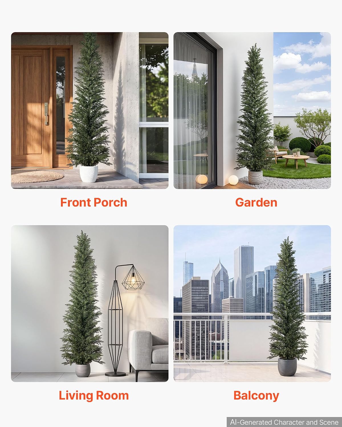Artificial Cedar Topiary Trees, 48 inch 2 Set Faux Pine Shrubs Plants, Fake Silk Tree Look Real, Easy Assembly for Decor Front Porch Outdoor Patio Garden Balcony Backyard Indoor Office