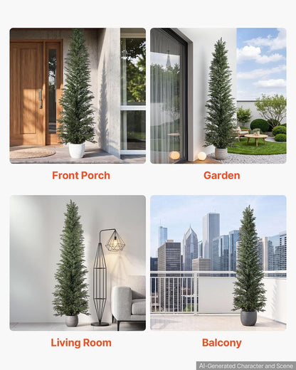 Artificial Cedar Topiary Trees, 48 inch 2 Set Faux Pine Shrubs Plants, Fake Silk Tree Look Real, Easy Assembly for Decor Front Porch Outdoor Patio Garden Balcony Backyard Indoor Office