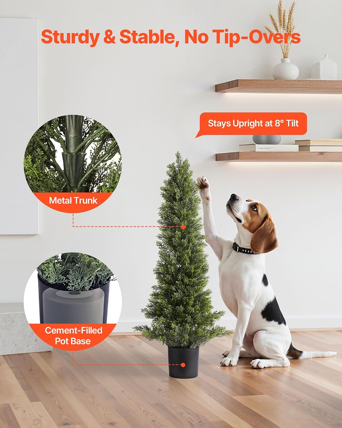 Artificial Cedar Topiary Trees, 48 inch 2 Set Faux Pine Shrubs Plants, Fake Silk Tree Look Real, Easy Assembly for Decor Front Porch Outdoor Patio Garden Balcony Backyard Indoor Office