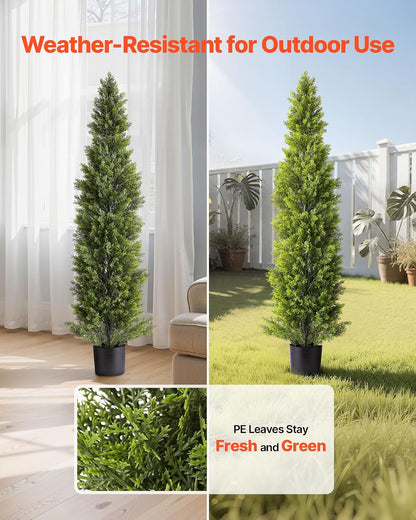 Artificial Cedar Topiary Trees, 48 inch 2 Set Faux Pine Shrubs Plants, Fake Silk Tree Look Real, Easy Assembly for Decor Front Porch Outdoor Patio Garden Balcony Backyard Indoor Office
