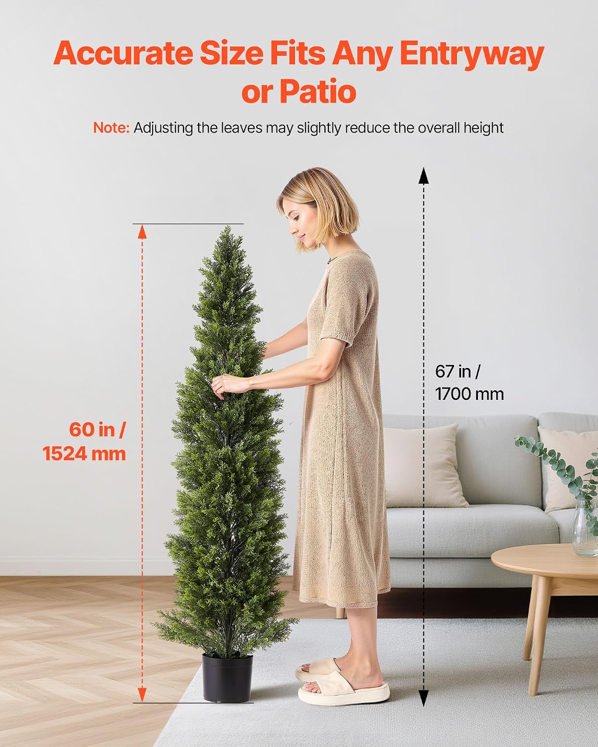 Artificial Cedar Topiary Trees, 48 inch 2 Set Faux Pine Shrubs Plants, Fake Silk Tree Look Real, Easy Assembly for Decor Front Porch Outdoor Patio Garden Balcony Backyard Indoor Office