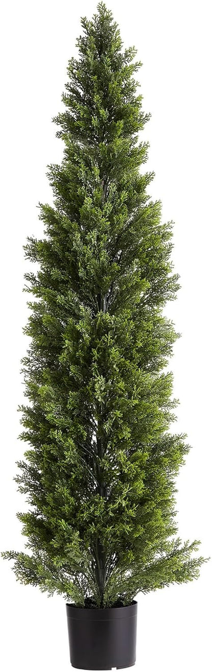 Artificial Cedar Topiary Trees, 48 inch 2 Set Faux Pine Shrubs Plants, Fake Silk Tree Look Real, Easy Assembly for Decor Front Porch Outdoor Patio Garden Balcony Backyard Indoor Office