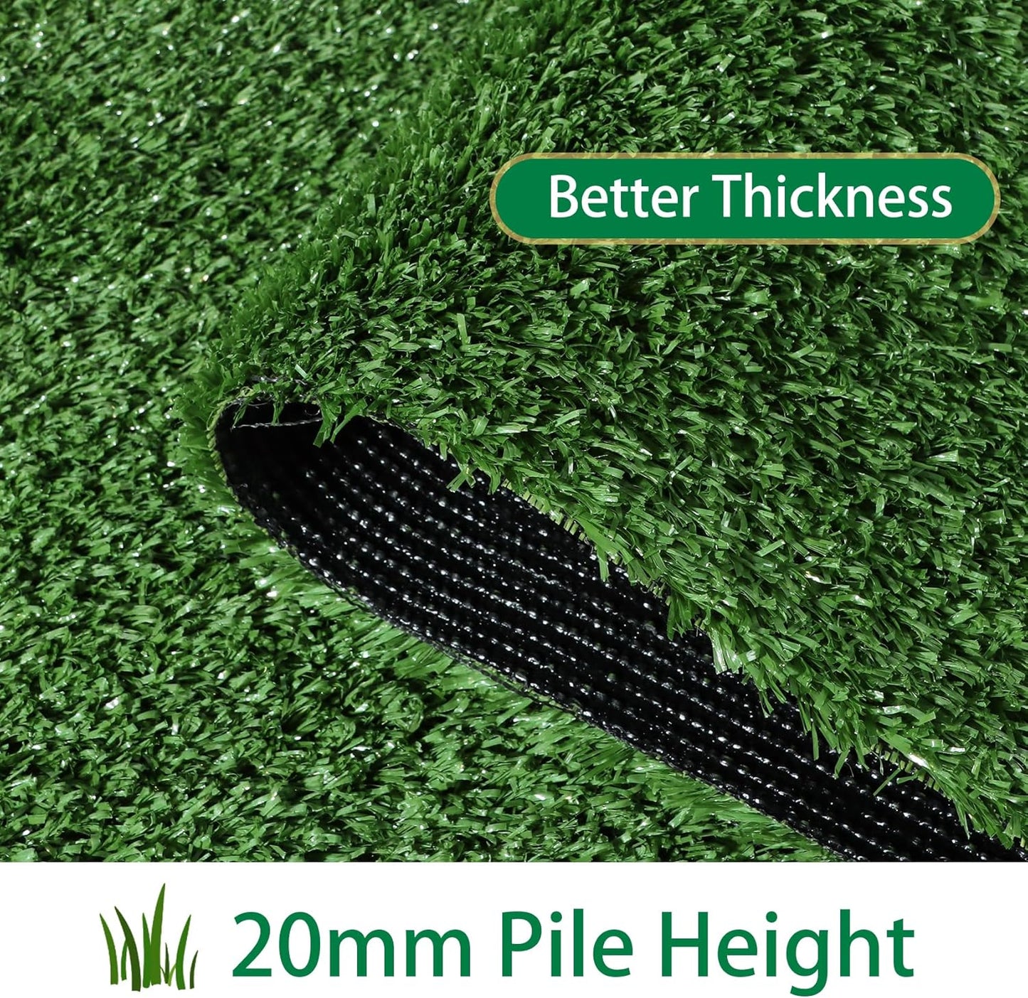 Artificial Grass Outdoor Rug - 5FT x 8FT Fake Grass for Dogs - Patio Balcony Turf Mat - 20mm Pile Height with Drain Hole