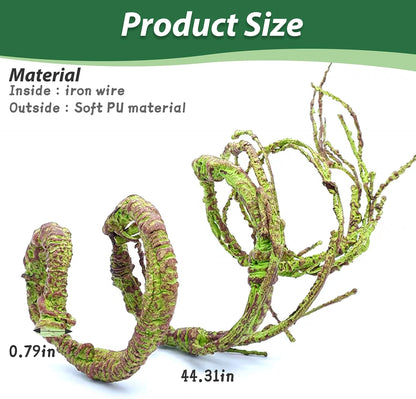 Flexible Bend-A-Branch Jungle Vines Pet Habitat Decor Reptile Plants Terrarium for Lizard, Frogs, Snakes and More Reptiles Climbing (Fat: 43.31 x 0.79 Inch)