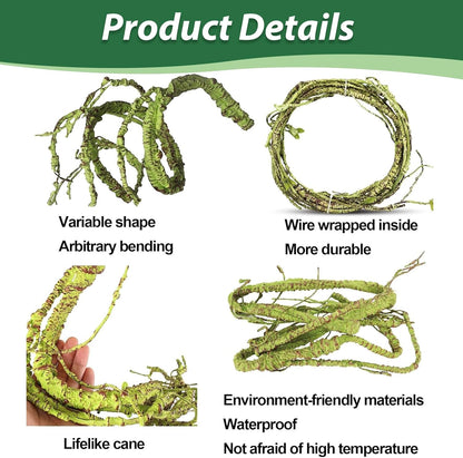 Flexible Bend-A-Branch Jungle Vines Pet Habitat Decor Reptile Plants Terrarium for Lizard, Frogs, Snakes and More Reptiles Climbing (Fat: 43.31 x 0.79 Inch)