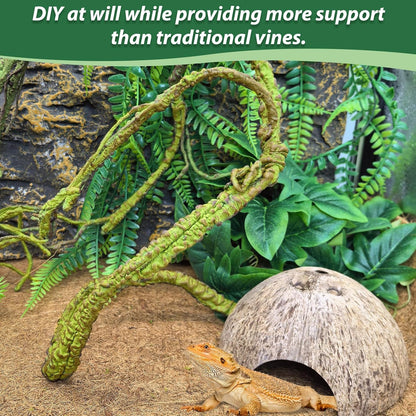 Flexible Bend-A-Branch Jungle Vines Pet Habitat Decor Reptile Plants Terrarium for Lizard, Frogs, Snakes and More Reptiles Climbing (Fat: 43.31 x 0.79 Inch)