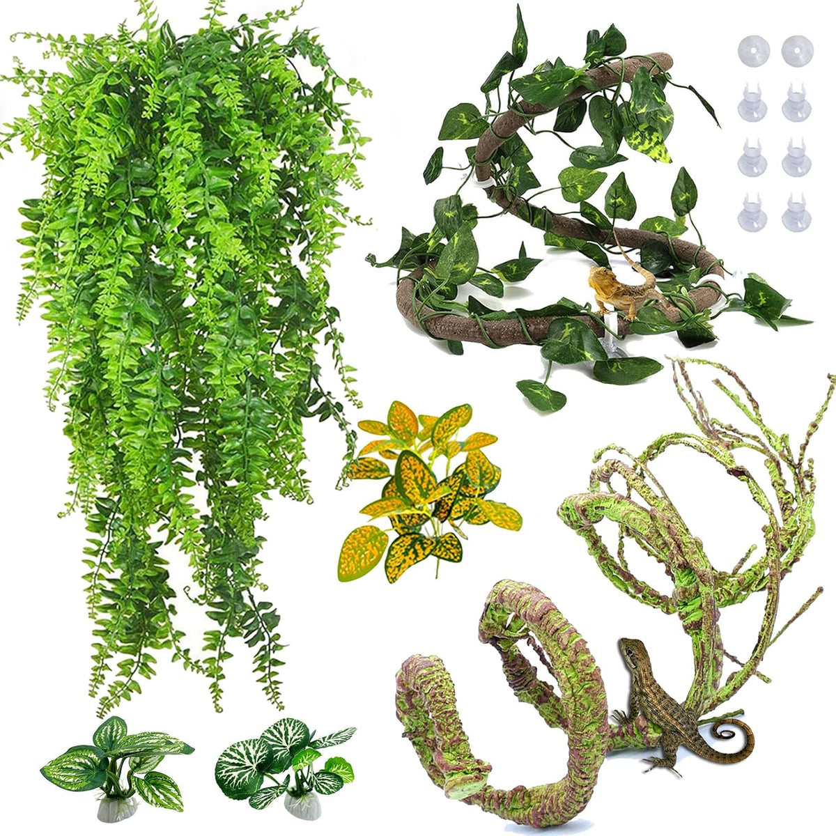 Flexible Bend-A-Branch Jungle Vines Pet Habitat Decor Reptile Plants Terrarium for Lizard, Frogs, Snakes and More Reptiles Climbing (Fat: 43.31 x 0.79 Inch)