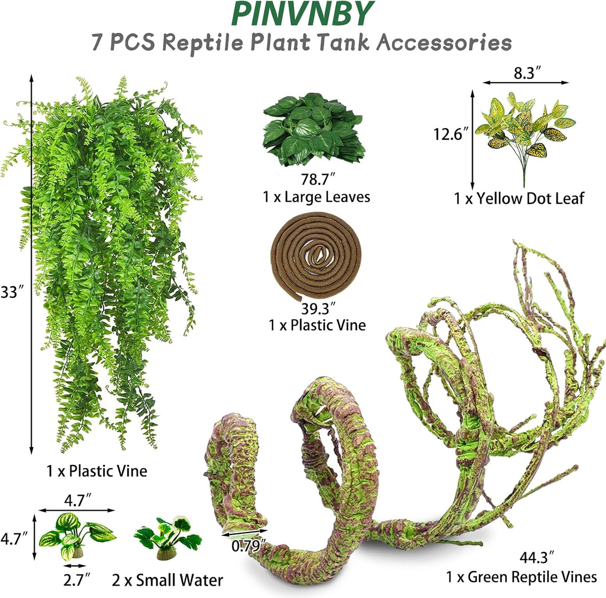 Flexible Bend-A-Branch Jungle Vines Pet Habitat Decor Reptile Plants Terrarium for Lizard, Frogs, Snakes and More Reptiles Climbing (Fat: 43.31 x 0.79 Inch)