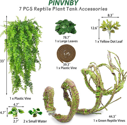 Flexible Bend-A-Branch Jungle Vines Pet Habitat Decor Reptile Plants Terrarium for Lizard, Frogs, Snakes and More Reptiles Climbing (Fat: 43.31 x 0.79 Inch)