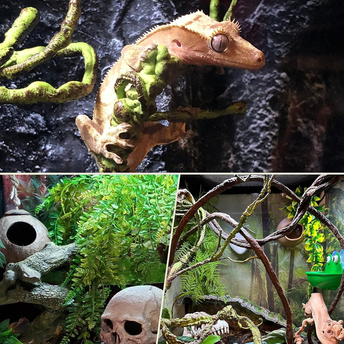 Flexible Bend-A-Branch Jungle Vines Pet Habitat Decor Reptile Plants Terrarium for Lizard, Frogs, Snakes and More Reptiles Climbing (Fat: 43.31 x 0.79 Inch)