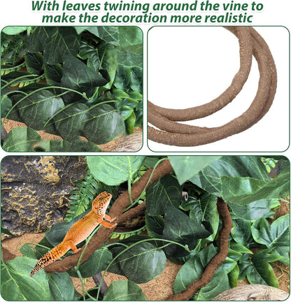Flexible Bend-A-Branch Jungle Vines Pet Habitat Decor Reptile Plants Terrarium for Lizard, Frogs, Snakes and More Reptiles Climbing (Fat: 43.31 x 0.79 Inch)