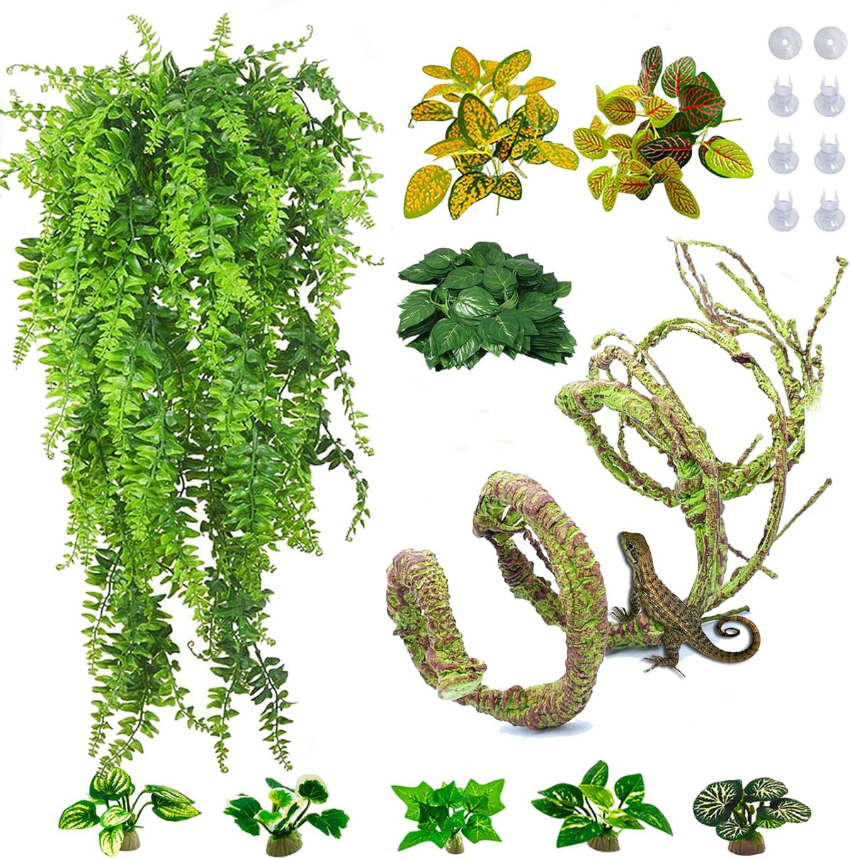 Flexible Bend-A-Branch Jungle Vines Pet Habitat Decor Reptile Plants Terrarium for Lizard, Frogs, Snakes and More Reptiles Climbing (Fat: 43.31 x 0.79 Inch)