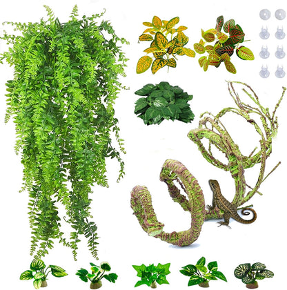 Flexible Bend-A-Branch Jungle Vines Pet Habitat Decor Reptile Plants Terrarium for Lizard, Frogs, Snakes and More Reptiles Climbing (Fat: 43.31 x 0.79 Inch)