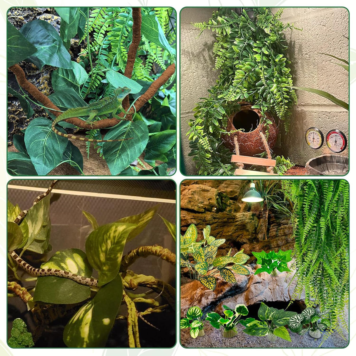 Flexible Bend-A-Branch Jungle Vines Pet Habitat Decor Reptile Plants Terrarium for Lizard, Frogs, Snakes and More Reptiles Climbing (Fat: 43.31 x 0.79 Inch)