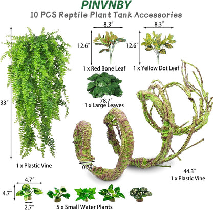 Flexible Bend-A-Branch Jungle Vines Pet Habitat Decor Reptile Plants Terrarium for Lizard, Frogs, Snakes and More Reptiles Climbing (Fat: 43.31 x 0.79 Inch)