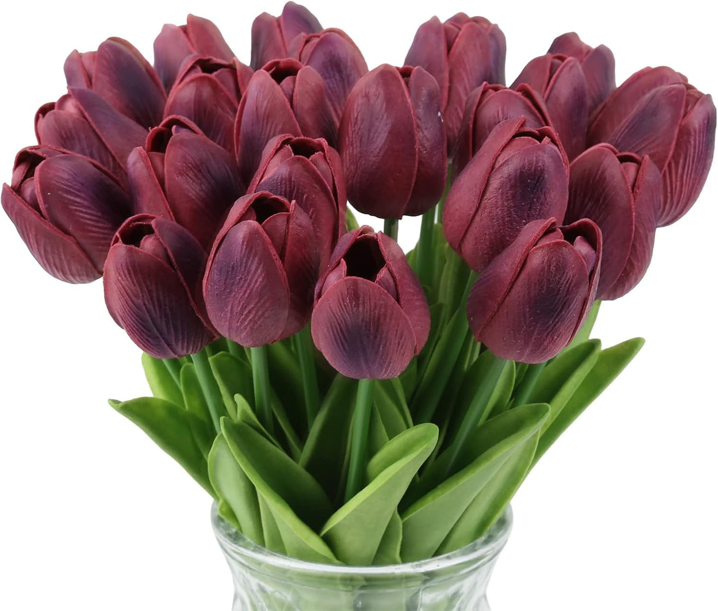 Real Touch Purple Tulips 24PCS Artificial Flowers for Decoraion Fake Tulips Purple Flowers Floral Arrangements Faux Tulip Decor for Table Home Decor Baby Shower Centerpieces