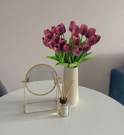 Real Touch Purple Tulips 24PCS Artificial Flowers for Decoraion Fake Tulips Purple Flowers Floral Arrangements Faux Tulip Decor for Table Home Decor Baby Shower Centerpieces