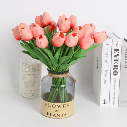 Real Touch Purple Tulips 24PCS Artificial Flowers for Decoraion Fake Tulips Purple Flowers Floral Arrangements Faux Tulip Decor for Table Home Decor Baby Shower Centerpieces