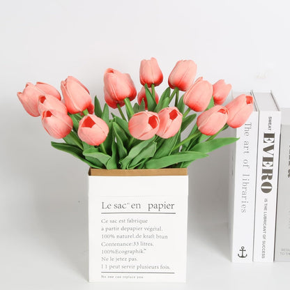 Real Touch Purple Tulips 24PCS Artificial Flowers for Decoraion Fake Tulips Purple Flowers Floral Arrangements Faux Tulip Decor for Table Home Decor Baby Shower Centerpieces