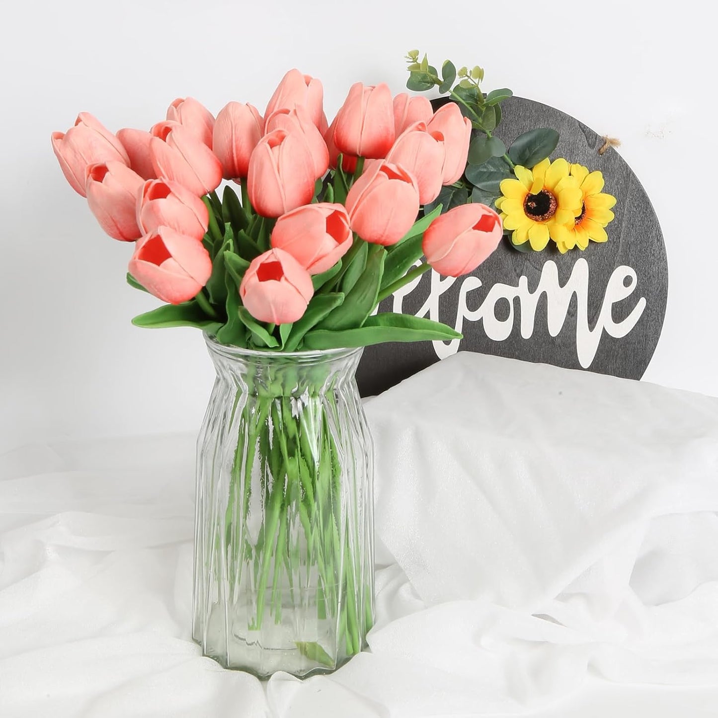 Real Touch Purple Tulips 24PCS Artificial Flowers for Decoraion Fake Tulips Purple Flowers Floral Arrangements Faux Tulip Decor for Table Home Decor Baby Shower Centerpieces