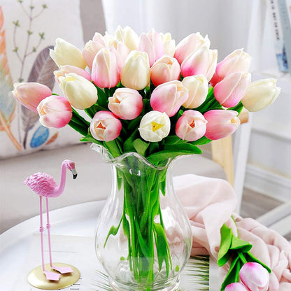 Real Touch Purple Tulips 24PCS Artificial Flowers for Decoraion Fake Tulips Purple Flowers Floral Arrangements Faux Tulip Decor for Table Home Decor Baby Shower Centerpieces