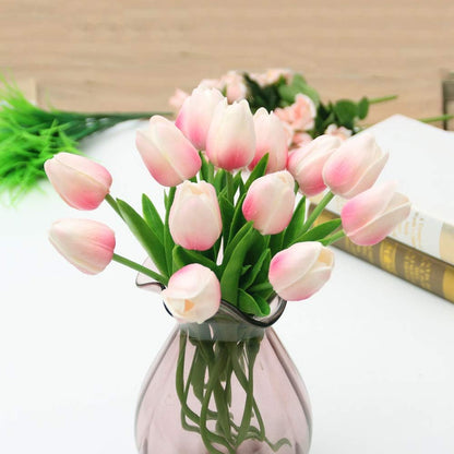 Real Touch Purple Tulips 24PCS Artificial Flowers for Decoraion Fake Tulips Purple Flowers Floral Arrangements Faux Tulip Decor for Table Home Decor Baby Shower Centerpieces