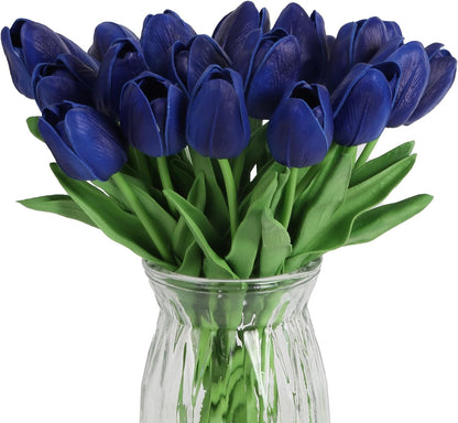 Real Touch Purple Tulips 24PCS Artificial Flowers for Decoraion Fake Tulips Purple Flowers Floral Arrangements Faux Tulip Decor for Table Home Decor Baby Shower Centerpieces