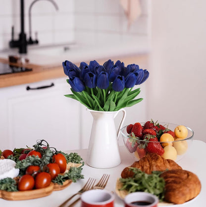 Real Touch Purple Tulips 24PCS Artificial Flowers for Decoraion Fake Tulips Purple Flowers Floral Arrangements Faux Tulip Decor for Table Home Decor Baby Shower Centerpieces