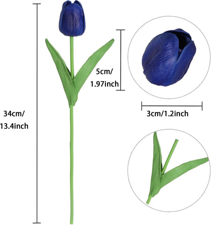 Real Touch Purple Tulips 24PCS Artificial Flowers for Decoraion Fake Tulips Purple Flowers Floral Arrangements Faux Tulip Decor for Table Home Decor Baby Shower Centerpieces