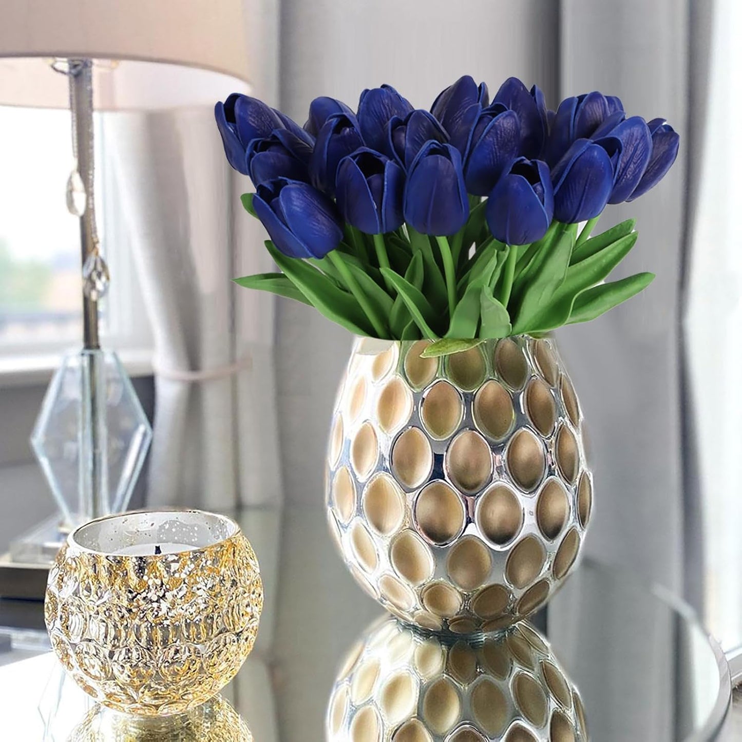 Real Touch Purple Tulips 24PCS Artificial Flowers for Decoraion Fake Tulips Purple Flowers Floral Arrangements Faux Tulip Decor for Table Home Decor Baby Shower Centerpieces