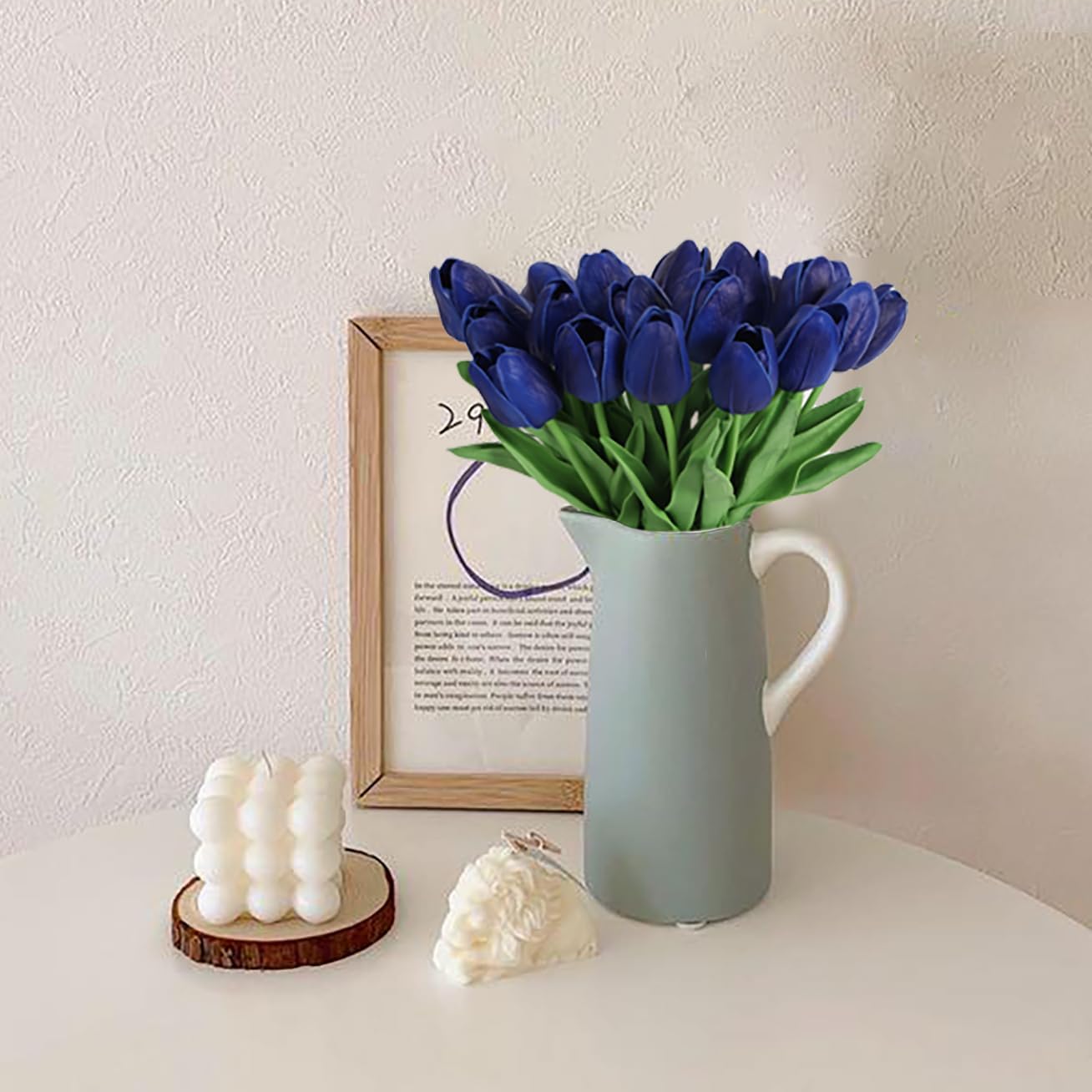 Real Touch Purple Tulips 24PCS Artificial Flowers for Decoraion Fake Tulips Purple Flowers Floral Arrangements Faux Tulip Decor for Table Home Decor Baby Shower Centerpieces