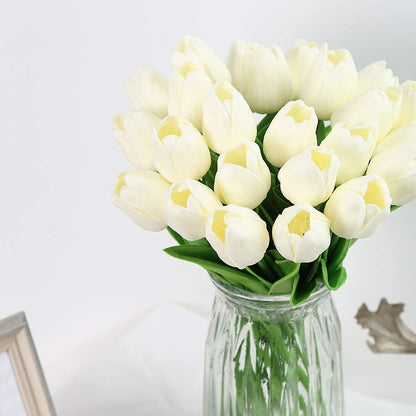 Real Touch Purple Tulips 24PCS Artificial Flowers for Decoraion Fake Tulips Purple Flowers Floral Arrangements Faux Tulip Decor for Table Home Decor Baby Shower Centerpieces